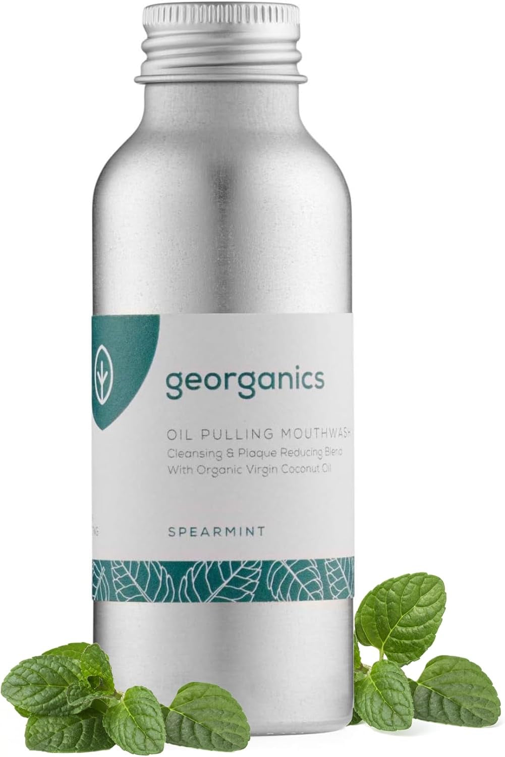 Whitening Oil Pulling Mouthwash - Spearmint - Plaque-Reducing Coconut Oil Blend - 100% Natural Ingredients - SLS, Glycerine & Fluoride Free - Cosmos Organic, Vegan & Cruelty-Free - 100Ml