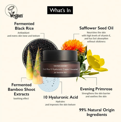 Wonder Black Rice 10 Hyaluronic Cream, Face Moisturizer, Vegan, Cruelty Free, Daily Skincare, Korean Skincare, Unscented, 50Ml