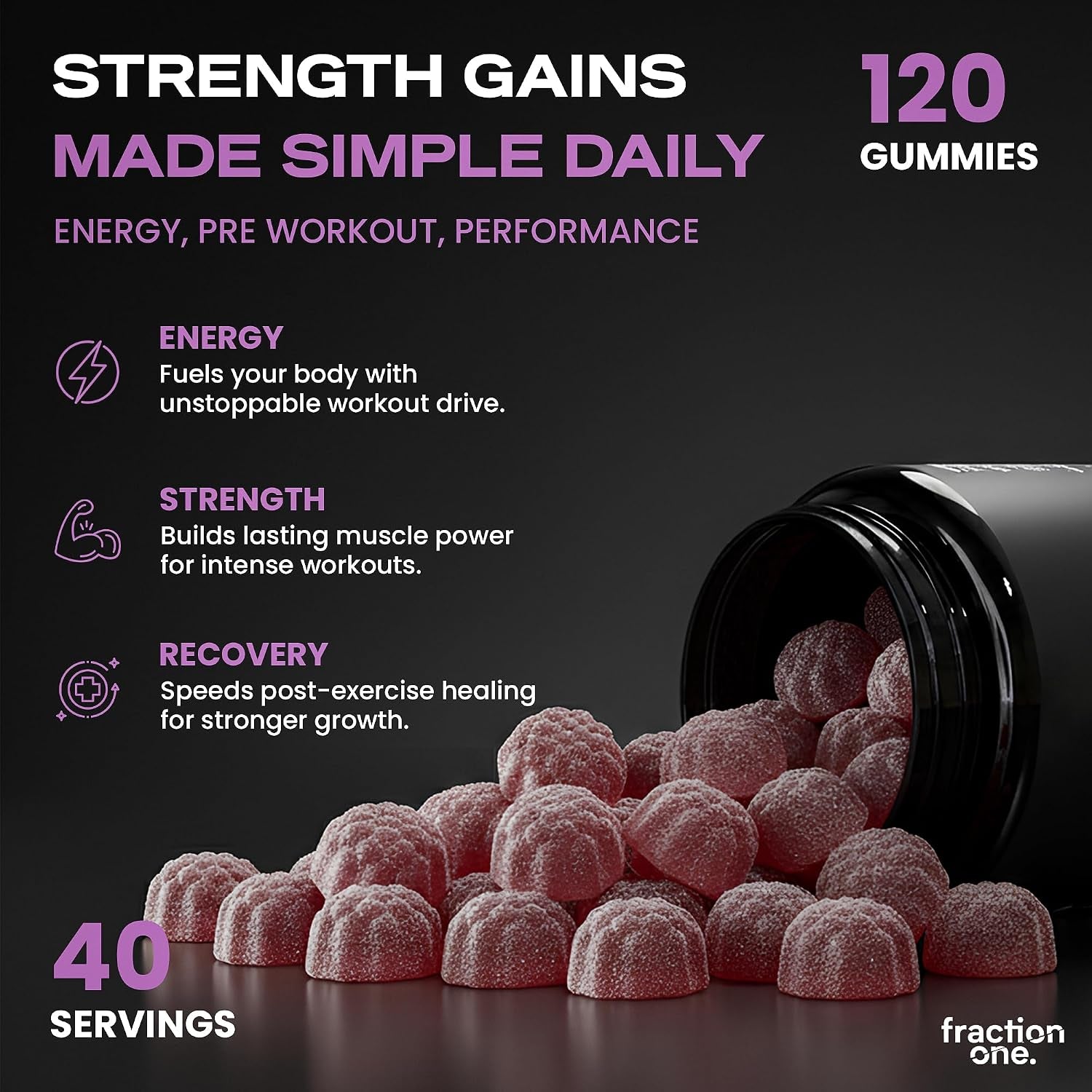 Creatine Monohydrate 120 Gummies – Lab Verified, UK 3Rd Party Tested, 40 Days Supply - 5000Mg with Bcaa’S per Serving, Pre-Workout Support, Muscle Recovery, Gym Supplement for Men/Women