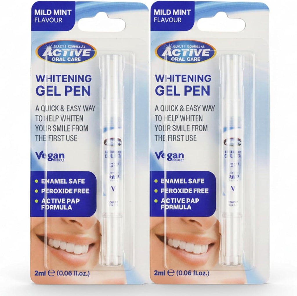 Beauty Formulas Teeth Care Gel Pen with Brush Tip for Everyday Oral Care, Mild Mint Flavour, Peroxide-Free, Enamel-Safe, Vegan Formula, Travel Size 2Ml, Pack of 2