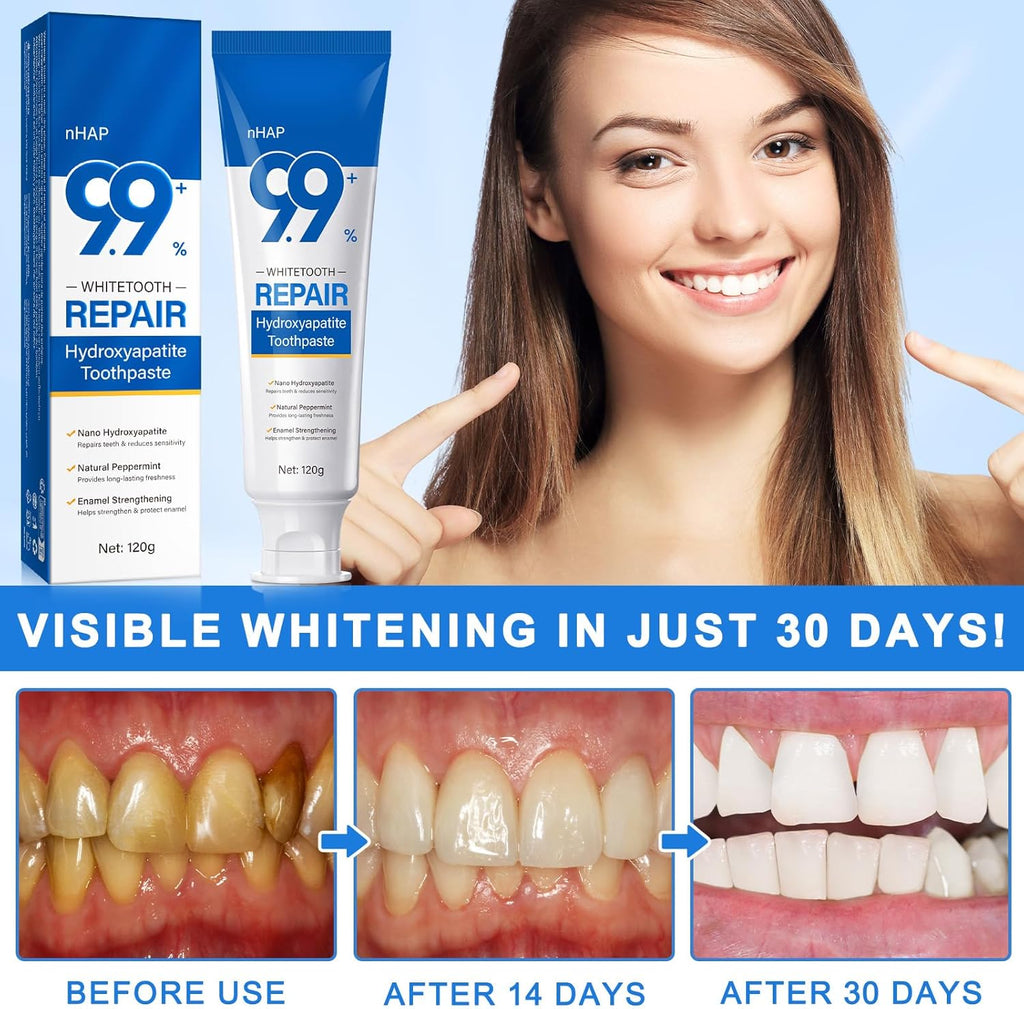 2PCS 9.9% Nano Hydroxyapatite Toothpaste, Fluoride Free Remineralizing & Enamel Repair Toothpaste, Gentle Whitening for Sensitive Teeth, Fresh Mint Flavor, Daily Oral Care & Tooth Strengthening