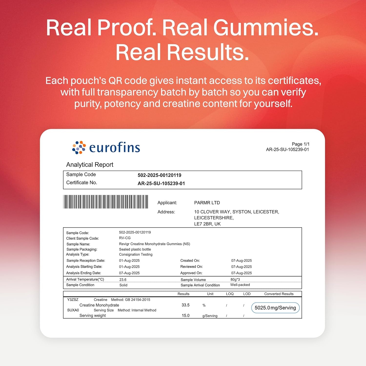Creatine Monohydrate Gummies 5000Mg – 90 Vegan Sugar-Free Gummies, Lab Tested with COA, Pre-Workout & Muscle Recovery for Men & Women, 1 Month Supply