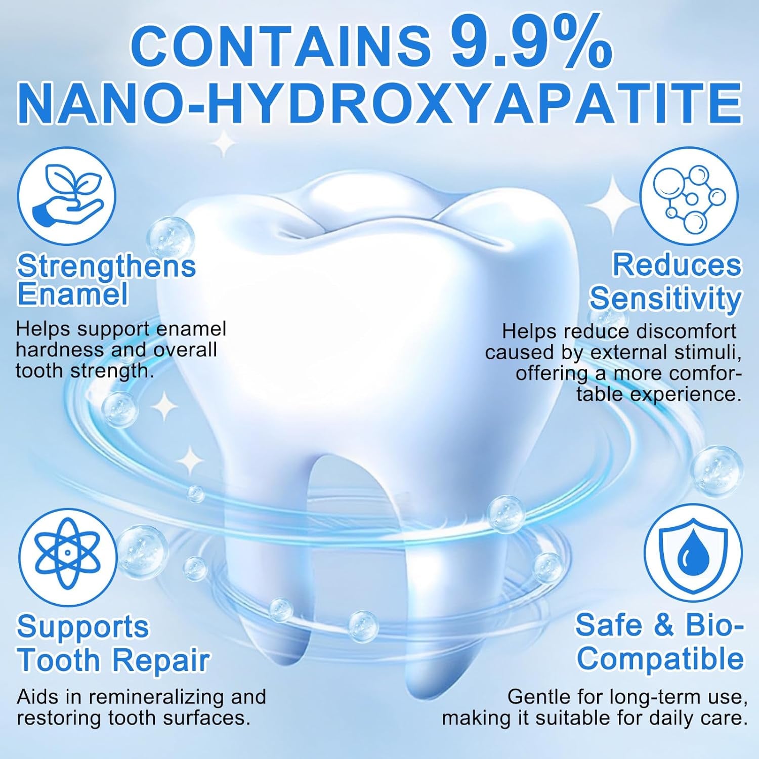 2PCS 9.9% Nano Hydroxyapatite Toothpaste, Fluoride Free Remineralizing & Enamel Repair Toothpaste, Gentle Whitening for Sensitive Teeth, Fresh Mint Flavor, Daily Oral Care & Tooth Strengthening