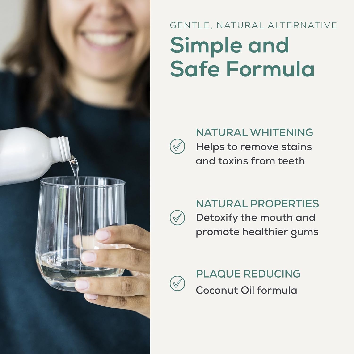 Whitening Oil Pulling Mouthwash - Spearmint - Plaque-Reducing Coconut Oil Blend - 100% Natural Ingredients - SLS, Glycerine & Fluoride Free - Cosmos Organic, Vegan & Cruelty-Free - 100Ml