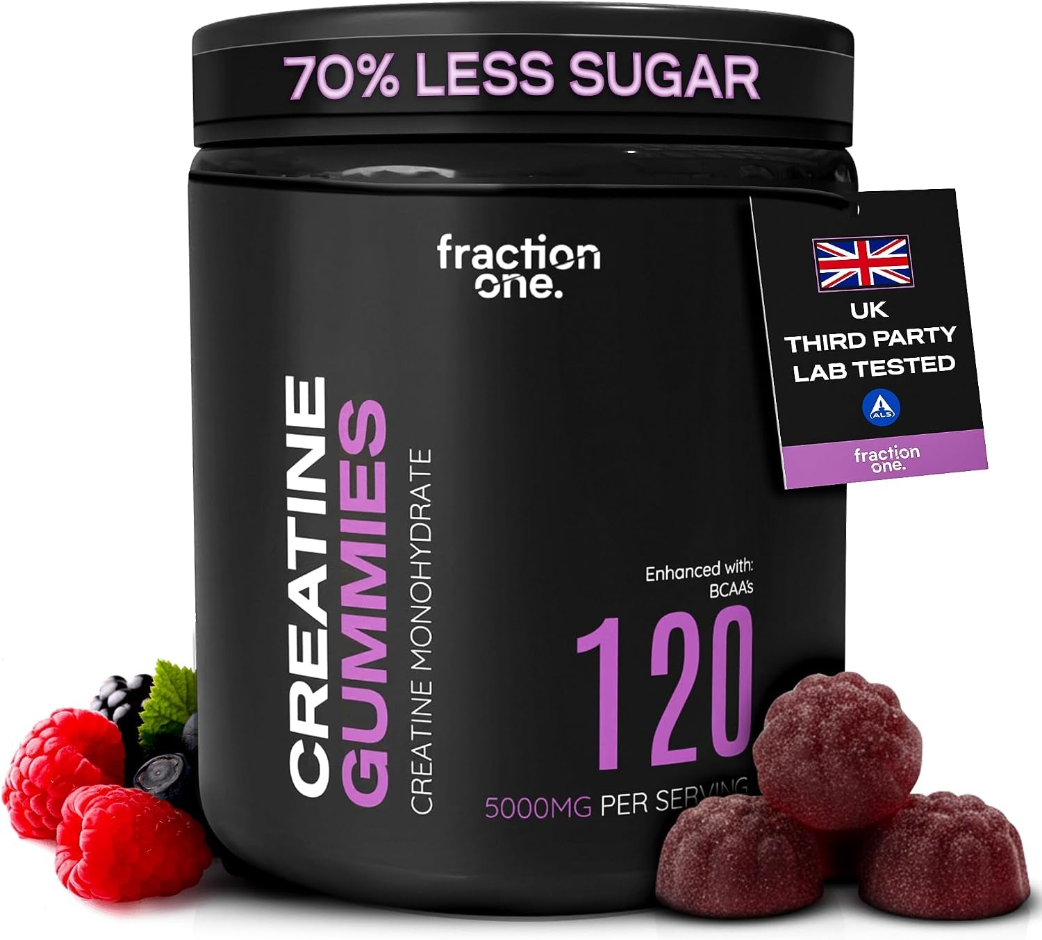 Creatine Monohydrate 120 Gummies – Lab Verified, UK 3Rd Party Tested, 40 Days Supply - 5000Mg with Bcaa’S per Serving, Pre-Workout Support, Muscle Recovery, Gym Supplement for Men/Women